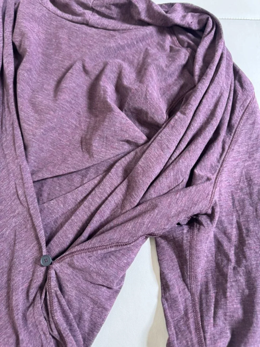Lululemon Faux Wrap Long Sleeve Purple Top Women Size 6 Stretch Burgundy relaxed